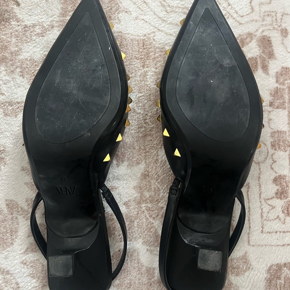 Zara Black and Gold Studded Loafers - Picture 3 of 3